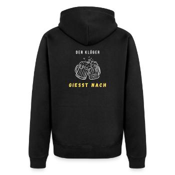 Stoßende Bierkrüge Grafik - Unisex Premium Bio Zip Hoodie - Schwarz - Hinten - Nico (187cm)