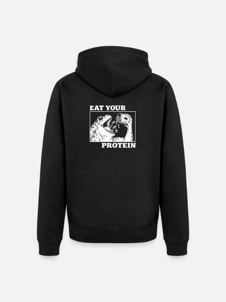 Iss dein Protein lustiger Frosch - Unisex Premium Bio Zip Hoodie - Schwarz