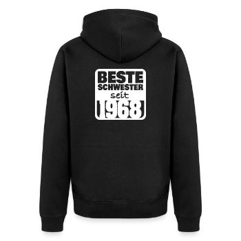 1968 - Unisex Premium Bio Zip Hoodie - Schwarz - Hinten - Nico (187cm)
