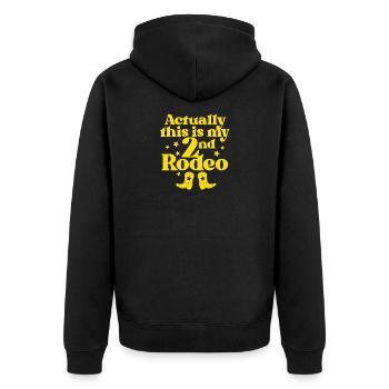 Mein zweites Rodeo - Unisex Premium Bio Zip Hoodie - Schwarz - Hinten - Nico (187cm)