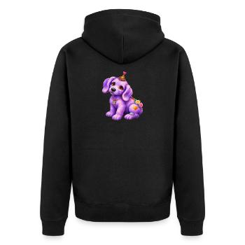 Fliederkleiner Welpe - Unisex Premium Bio Zip Hoodie - Schwarz - Hinten - Nico (187cm)