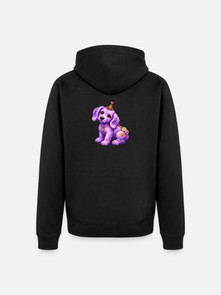 Fliederkleiner Welpe - Unisex Premium Bio Zip Hoodie - Schwarz