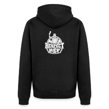 Respektiere den Schiedsrichter - Unisex Premium Bio Zip Hoodie - Schwarz - Hinten - Nico (187cm)