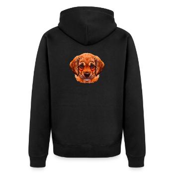 hündchen Kopf kindlich, Aquarell - Unisex Premium Bio Zip Hoodie - Schwarz - Hinten - Nico (187cm)