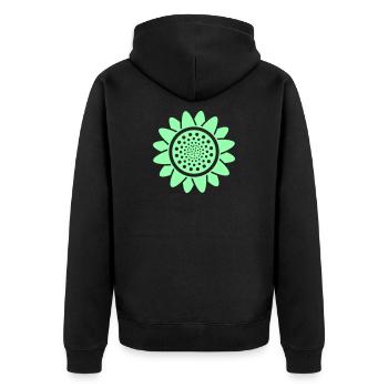 Mint Sonnenblume Stil Muster - Unisex Premium Bio Zip Hoodie - Schwarz - Hinten - Nico (187cm)