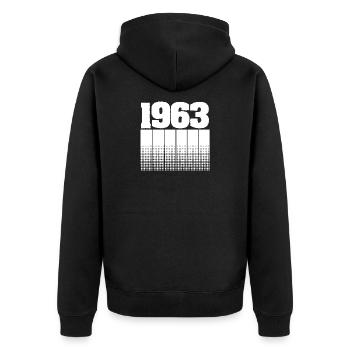 1963 - Unisex Premium Bio Zip Hoodie - Schwarz - Hinten - Nico (187cm)