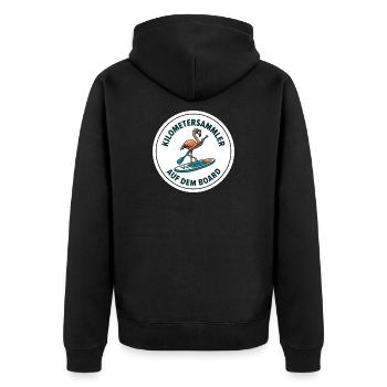 Kilometersammler SUP Board Flamingo Design - Unisex Premium Bio Zip Hoodie - Schwarz - Hinten - Nico (187cm)