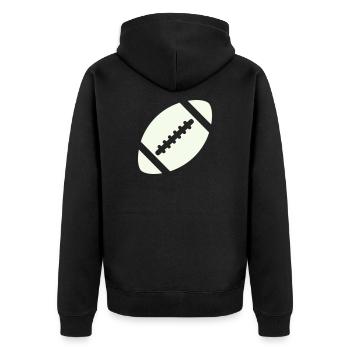 Vintage Football Naht Logo - Unisex Premium Bio Zip Hoodie - Schwarz - Hinten - Nico (187cm)