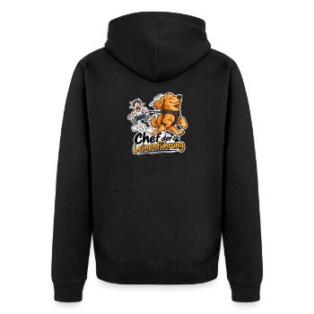 Chef der Leinenführung - Unisex Premium Bio Zip Hoodie - Schwarz - Hinten - Nico (187cm)