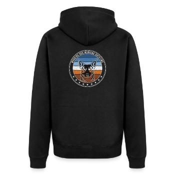 Australian Cattle Dog - Working Dog Working Overti - Unisex Premium Bio Zip Hoodie - Schwarz - Hinten - Nico (187cm)