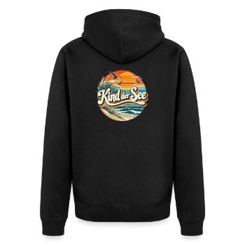 Kind der See Strand Retro - Unisex Premium Bio Zip Hoodie - Schwarz - Hinten - Nico (187cm)