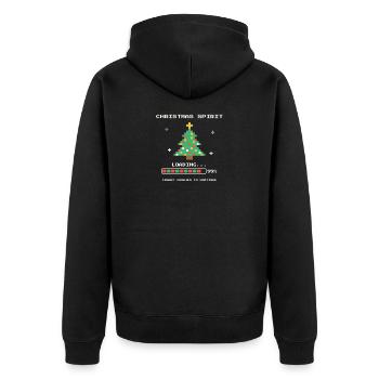 Pixel Weihnachtsgeist lädt - Unisex Premium Bio Zip Hoodie - Schwarz - Hinten - Nico (187cm)