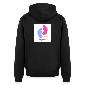 Fußabdruck Duo Baby Boy Girl - Unisex Premium Bio Zip Hoodie - Schwarz - Hinten - Nico (187cm)