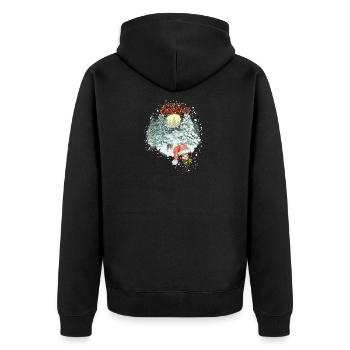 Merry Christmas mit Glücki & Bambi - Unisex Premium Bio Zip Hoodie - Schwarz - Hinten - Nico (187cm)