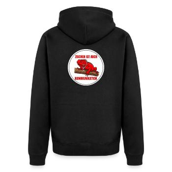 Reptilienarzt Leguan Motiv Zischen Kommunikation - Unisex Premium Bio Zip Hoodie - Schwarz - Hinten - Nico (187cm)