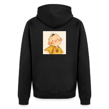 Kleiner Sonnenschein im Gelben Pullover - Unisex Premium Bio Zip Hoodie - Schwarz - Hinten - Nico (187cm)