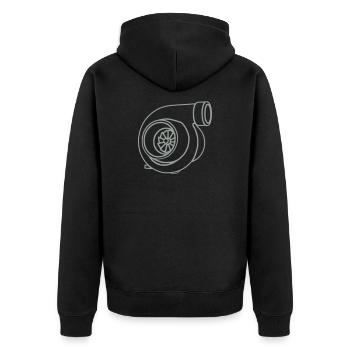 turbo - Unisex Premium Bio Zip Hoodie - Schwarz - Hinten - Nico (187cm)