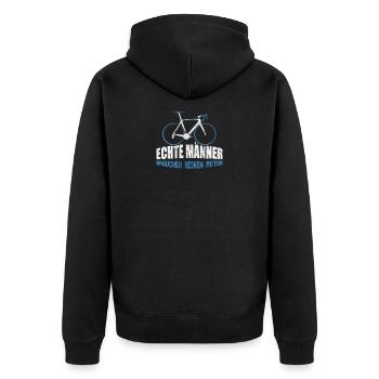 Anti E Bike Fahrrad Fahrer Rennrad Geschenkidee - Unisex Premium Bio Zip Hoodie - Schwarz - Hinten - Nico (187cm)