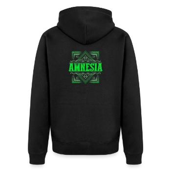 Amnesia Weed THC Kush CBD - Unisex Premium Bio Zip Hoodie - Schwarz - Hinten - Nico (187cm)