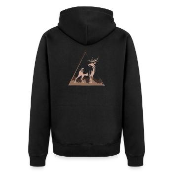hirsch deer xmas weihnachten geschenk - Unisex Premium Bio Zip Hoodie - Schwarz - Hinten - Nico (187cm)