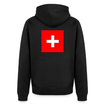 Schweiz Schweizer Fahne Flagge Geschenk - Unisex Premium Bio Zip Hoodie - Schwarz - Hinten - Nico (187cm)