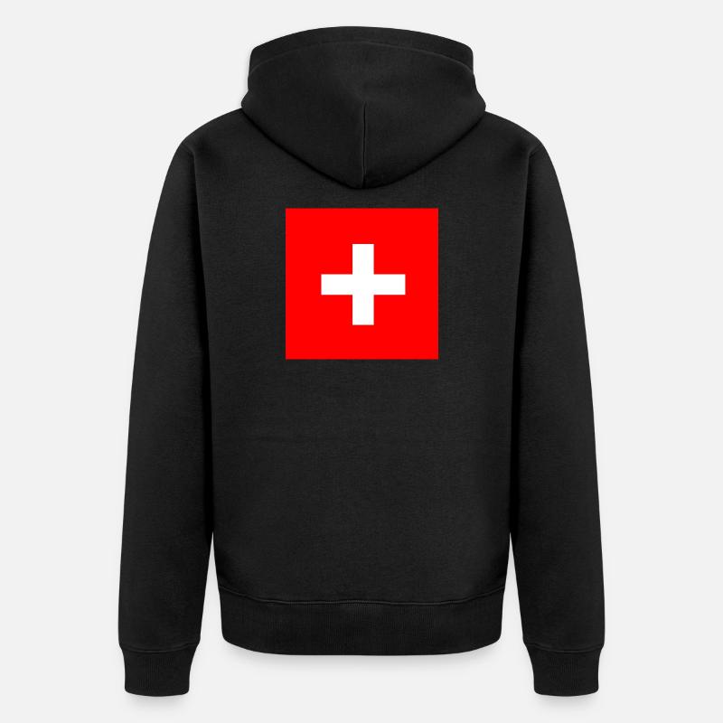 Cadeau du drapeau suisse suisse - Veste à capuche bio Premium Unisexe - noir