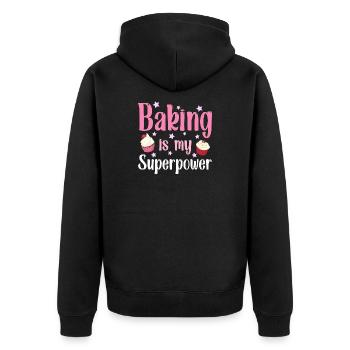 Backen Bäcker Bäckerin - Unisex Premium Bio Zip Hoodie - Schwarz - Hinten - Nico (187cm)