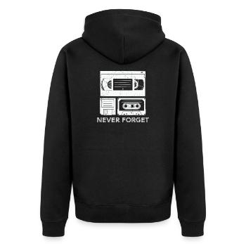 Cassette Creative Design - Unisex Premium Organic Zip Hoodie - black - Back - Nico (187cm)
