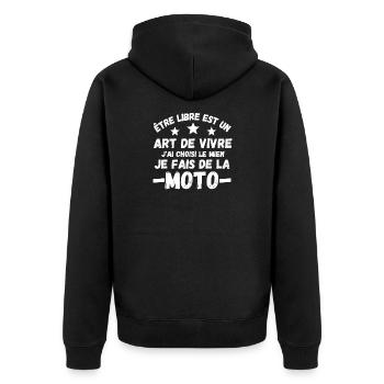 moto, moto sport, moto humour - Veste à capuche bio Premium Unisexe - noir - Dos - Nico (187cm)