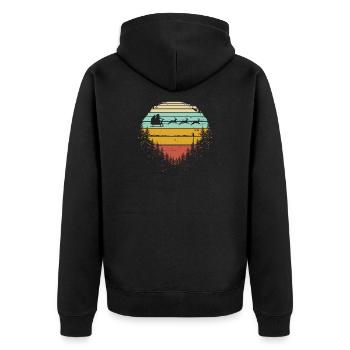 Retro Sled Dogs in Sunset Pines - Unisex Premium Organic Zip Hoodie - black - Back - Nico (187cm)