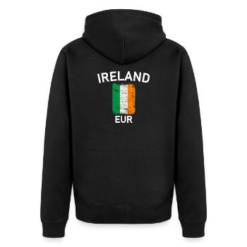 Irland-Flagge - Unisex Premium Bio Zip Hoodie - Schwarz - Hinten - Nico (187cm)