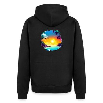 Summer Sunset Beach Watercolor - Unisex Premium Organic Zip Hoodie - black - Back - Nico (187cm)
