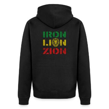 iron lion zion, rasta colours - Veste à capuche bio Premium Unisexe - noir - Dos - Nico (187cm)