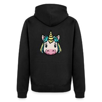 Einhorn - Unisex Premium Bio Zip Hoodie - Schwarz - Hinten - Nico (187cm)