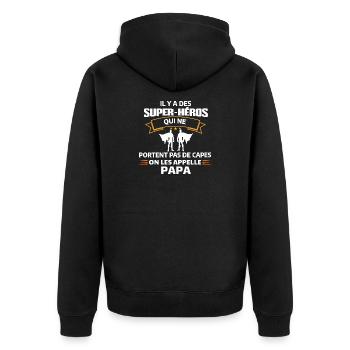 Humour Super-Héros Papa Illustration - Veste à capuche bio Premium Unisexe - noir - Dos - Nico (187cm)