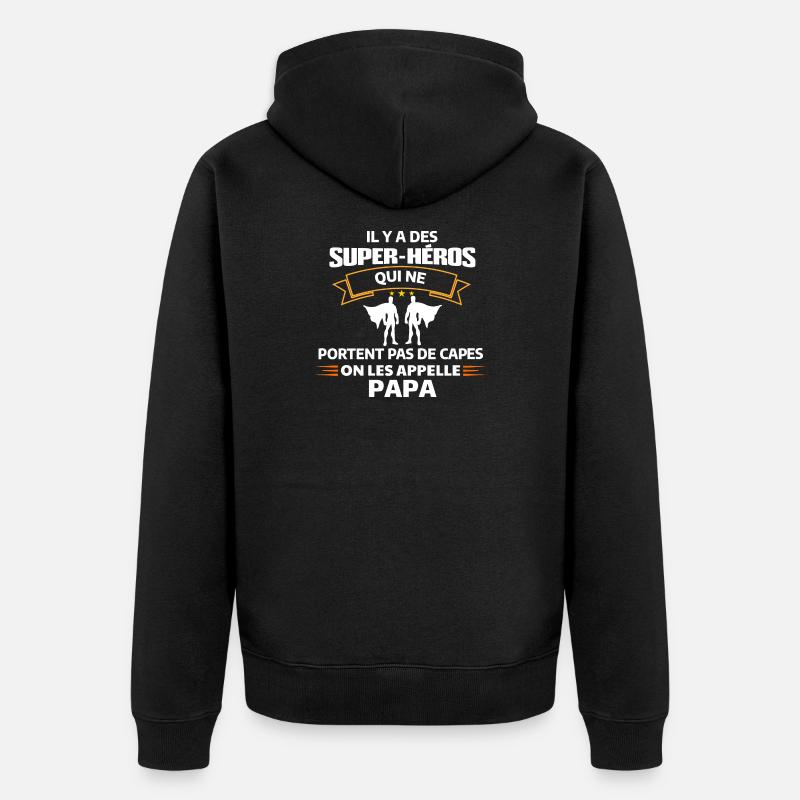 Humour Super-Héros Papa Illustration - Veste à capuche bio Premium Unisexe - noir