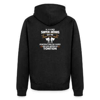 Super Héros Sans Capes Humour - Veste à capuche bio Premium Unisexe - noir - Dos - Nico (187cm)