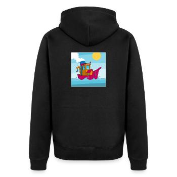 Buntes Bild eines lustigen Schleppers - Unisex Premium Bio Zip Hoodie - Schwarz - Hinten - Nico (187cm)