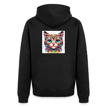 Cat - Unisex Premium Organic Zip Hoodie - black - Back - Nico (187cm)