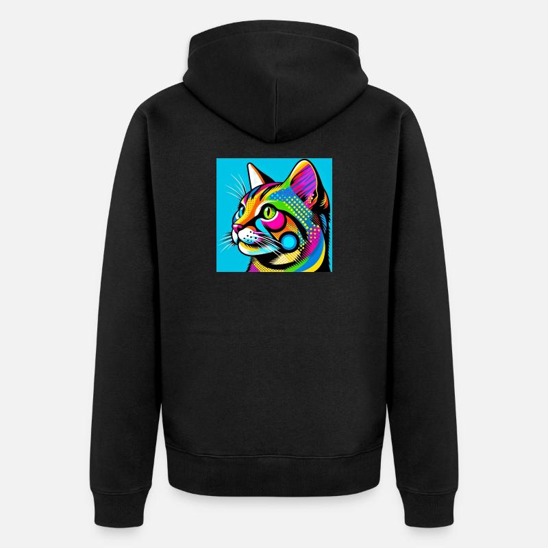 Chat Pop Art - Veste à capuche bio Premium Unisexe - noir