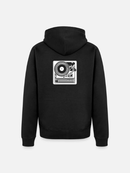 Retro Design Turntable - Unisex Premium Organic Zip Hoodie - black