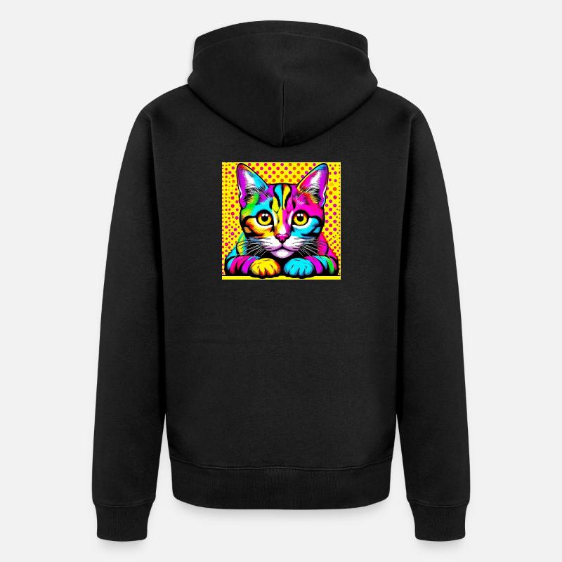 Chat Pop Art - Veste à capuche bio Premium Unisexe - noir
