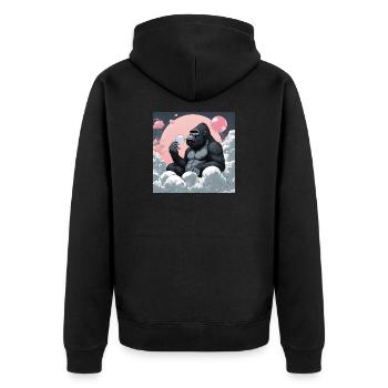 Bosutom ☁️☁️☁️ - Unisex Premium Bio Zip Hoodie - Schwarz - Hinten - Nico (187cm)