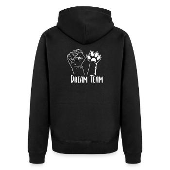 Dream Team - Unisex Premium Bio Zip Hoodie - Schwarz - Hinten - Nico (187cm)