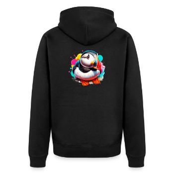 Papageitaucher - Unisex Premium Bio Zip Hoodie - Schwarz - Hinten - Nico (187cm)