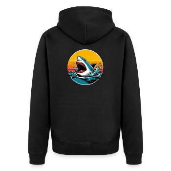 Hai - Unisex Premium Bio Zip Hoodie - Schwarz - Hinten - Nico (187cm)