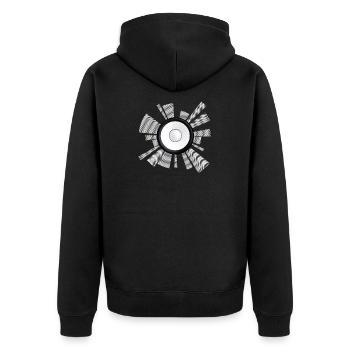 Klangstrahl Lautsprecherzentrum - Unisex Premium Bio Zip Hoodie - Schwarz - Hinten - Nico (187cm)