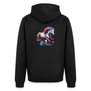 Horse - Unisex Premium Organic Zip Hoodie - black - Back - Nico (187cm)