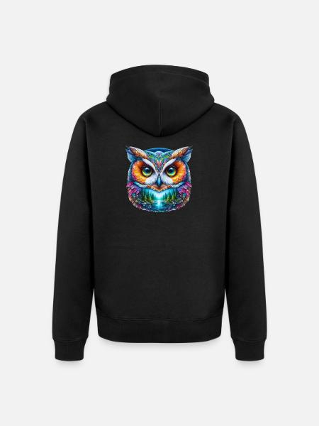 Eule - Unisex Premium Bio Zip Hoodie - Schwarz