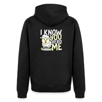 I know you herd me sheep - Unisex Premium Bio Zip Hoodie - Schwarz - Hinten - Nico (187cm)